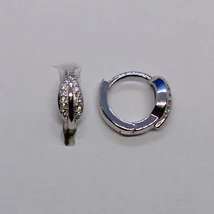 Levél mintás fehér cirkon köves ezüst karika fülbevaló