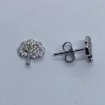 Életfa mintájú cirkon köves ezüst fülbevaló