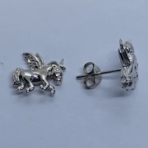 Cirkon köves unikornis formájú ezüst fülbevaló