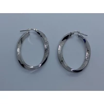 Enyhén csavart 4 mm széles görög mintával díszített ezüst karika fülbevaló