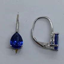 Három karomba foglalt csepp alakú tengerész kék cirkon köves ezüst fülbevaló