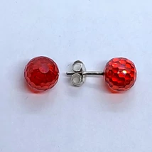 Apró csiszolású narancs kalcit köves ezüst fülbevaló