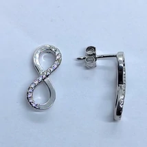 Végtelen jeles cirkon kővel díszített ezüst fülbevaló