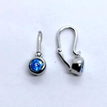 Világos kék cirkon köves buttonos foglalatú elől kapcsos bébi ezüst fülbevaló