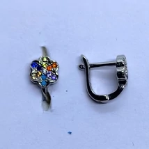 Virág alakú színes cirkon köves ezüst fülbevaló