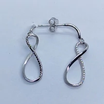 Cirkon kővel díszített végtelen jeles ezüst  lógós fülbevaló