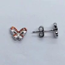 Narancssárga cirkon kővel díszített pillangós ezüst fülbevaló 