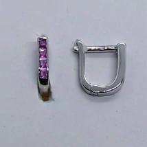 Klasszikus rózsaszín cirkon sorkővel kirakott ezüst fülbevaló