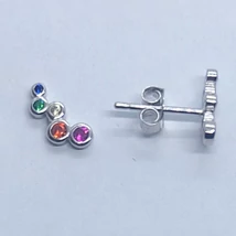 Fülcimpára felfutó, buttonos foglalatú szines cirkon köves ezüst fülbevaló