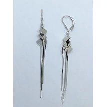 3 kis rombusszal és kígyó láncal diszitett ezüst lógós fülbevaló