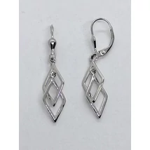 Két rombuszból és 3D-s megoldással készített ezüst lógós fülbevaló