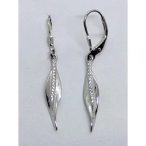 Jégcsapra emlékeztető, hosszában cirkon sorköves kissé csavart  kecses ezüst lógós fülbevaló