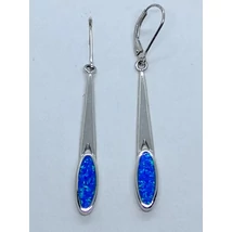 Hosszan lógó kék opál kővel díszített ezüst fülbevaló