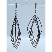 Rombusz alakú látványos 3D-s ezüst lógós fülbevaló