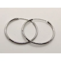 2 mm széles csőből készült csiszolt mintájú ezüst karika fülbevaló