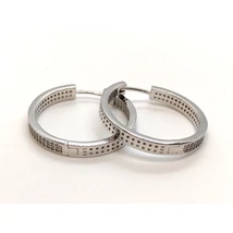 4 mm széles dupla cirkon sorkővel bélelt ezüst karika fülbevaló