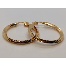 Arany színű, gyémánt csiszolású ezüst karika fülbevaló