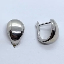 Domború magas fényű sima ovális ezüst fülbevaló