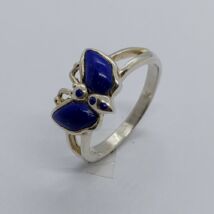 Lapis lazuli pillangó mintás ezüst gyűrű