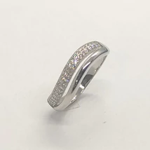 Dupla soras mintájú, dupla cirkon sorkővel kirakott ezüst gyűrű