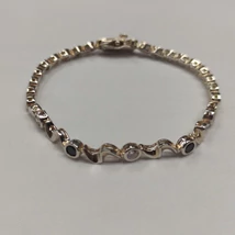 Onix, cirkon köves ezüst karlánc