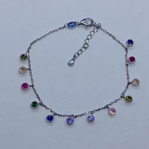 Zsuzsus színes cirkon köves ezüst karlánc