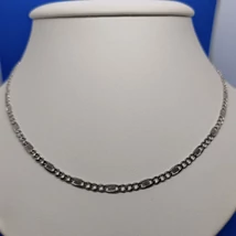 3+1 szemes a hosszú szemek mintára csiszolva, magas fényű figaró ezüst lánc