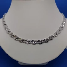 Magas fényű, sima és gyémánt csiszolt összetett mintás ezüst nyakék