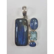 Akvamarin, kyanit, labradorit, hegyikristály medál