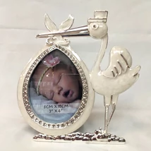 Gólyás fényképtartó, keresztelős ajándék