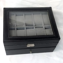 Fekete, szürke óra tartó doboz, 20db órához